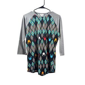 LuLaRoe Randy Disney Grey & Black Minnie Mouse Top